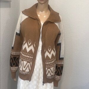 Woven Heart Tan and Cream Knit Sweater